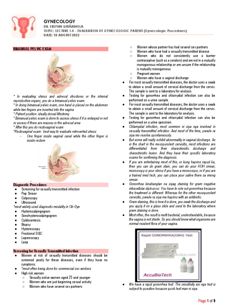 L1.4-GYNE-Evaluation of Gynecologic Patient (Aug1822) | PDF ...