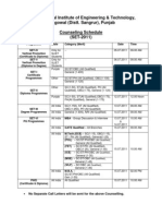 Counselling Schedule 2011