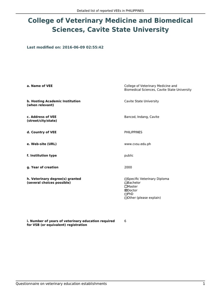 0 Vet Schools PDF Academic Degree Bachelor's Degree