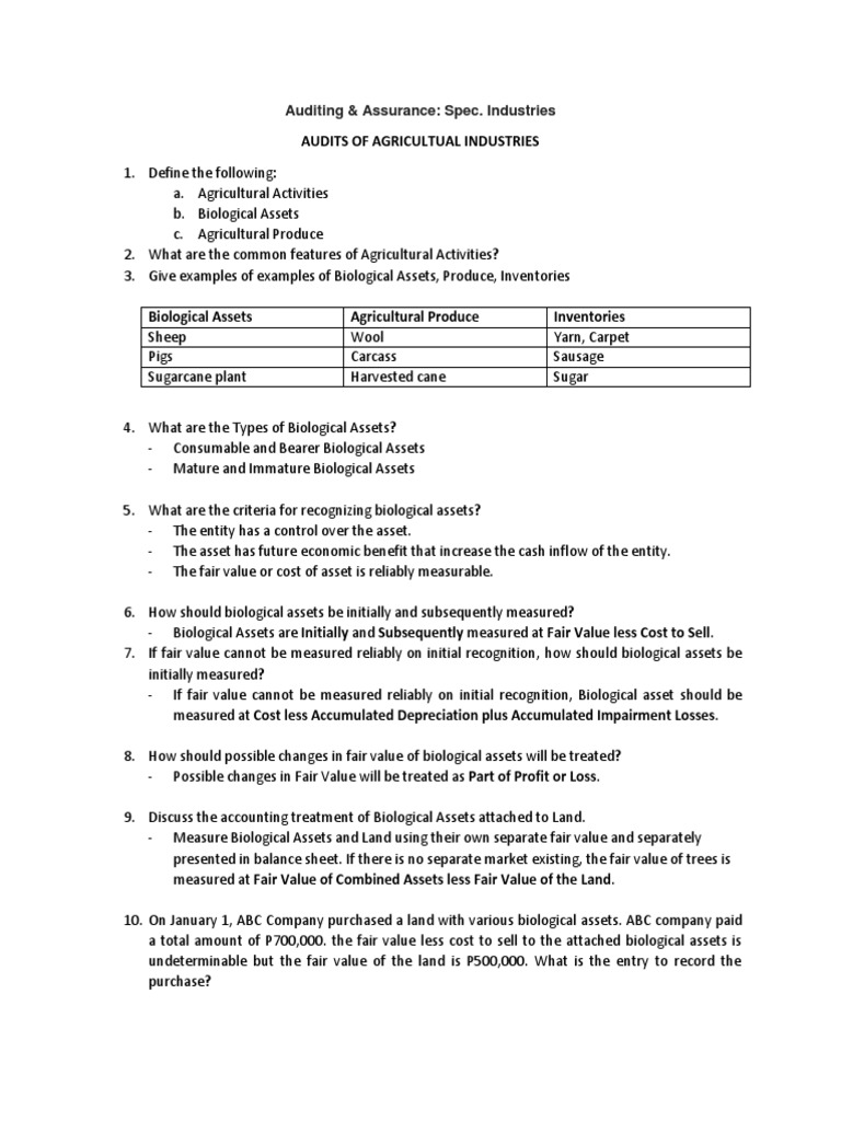 Auditing Biological Assets in Agriculture | PDF | Fair Value | Inventory