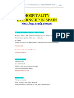 Hospitality Internship in Spain: Program Fee: 240 EUR For F&B, Housekeeping, Kitchen 210 Eur For Reception
