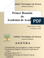 Primer Reunión de Academia de Academias: Instituto Tecnológico de Sonora