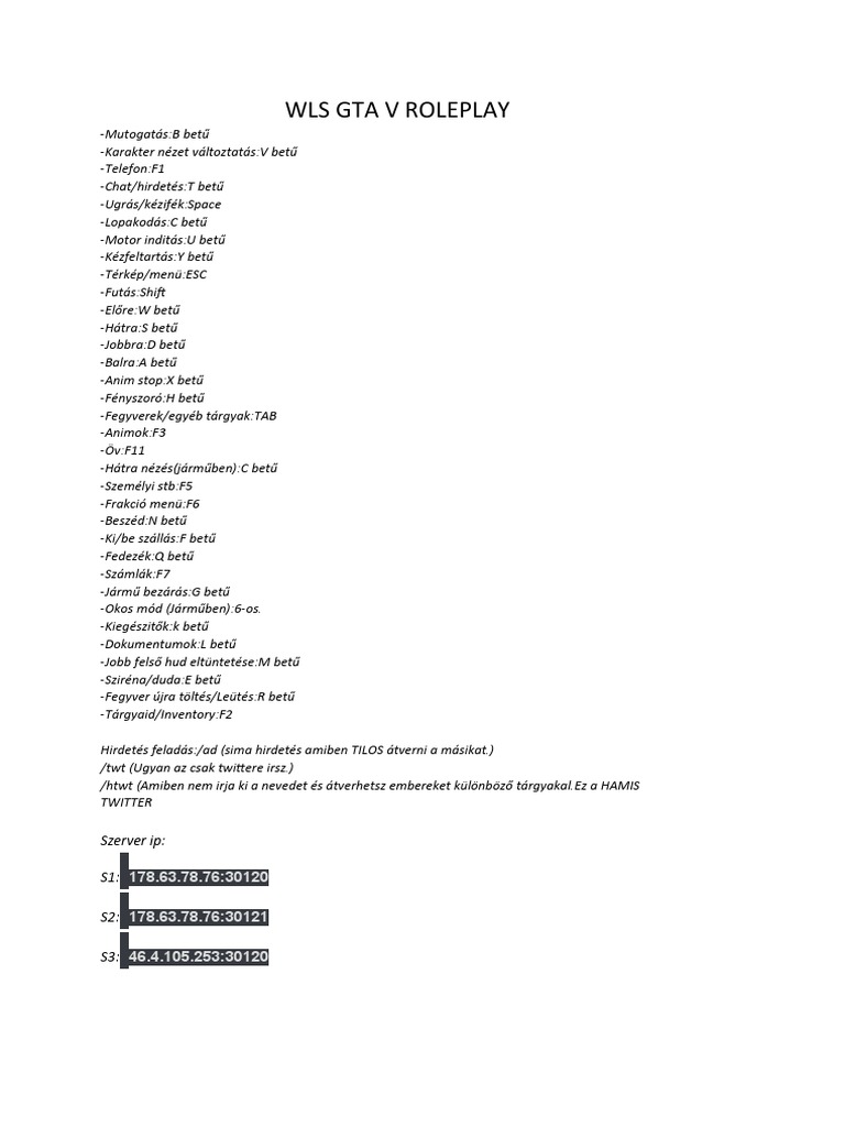 Wls Gta V Roleplay | PDF