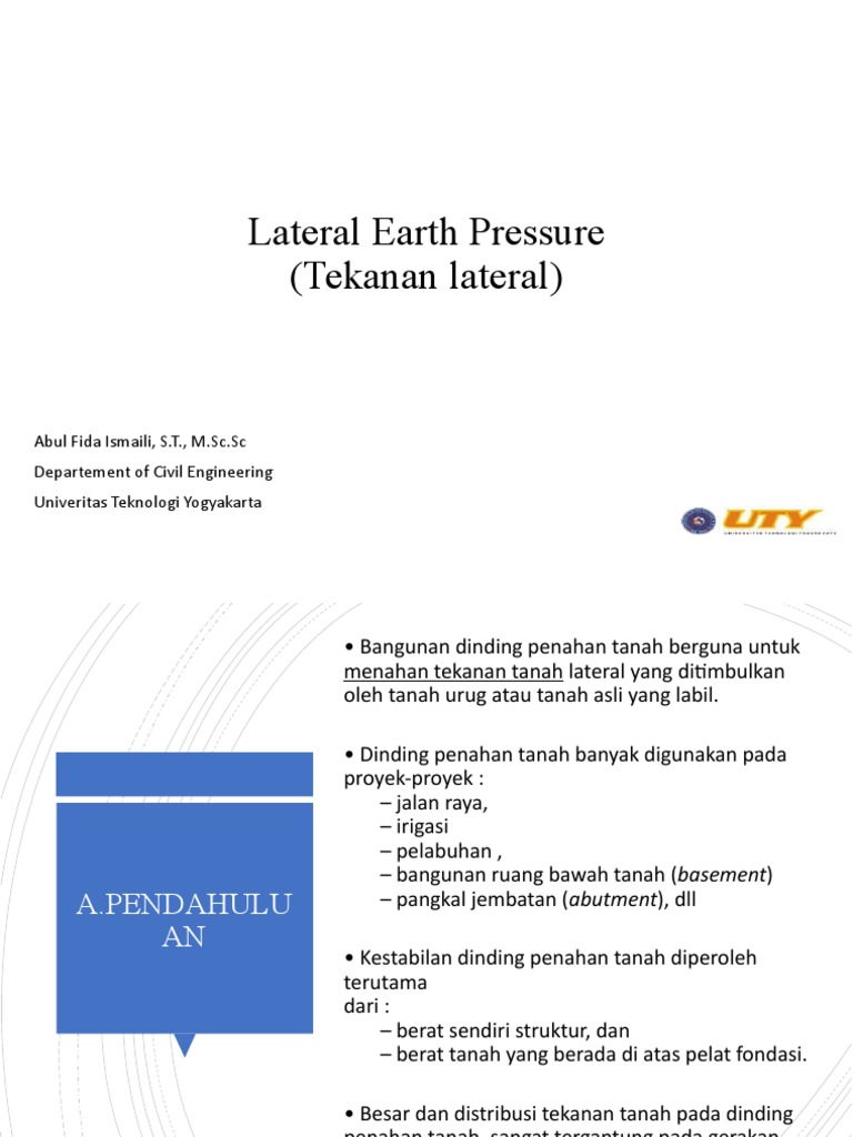 Analisis Tekanan Lateral Tanah | PDF