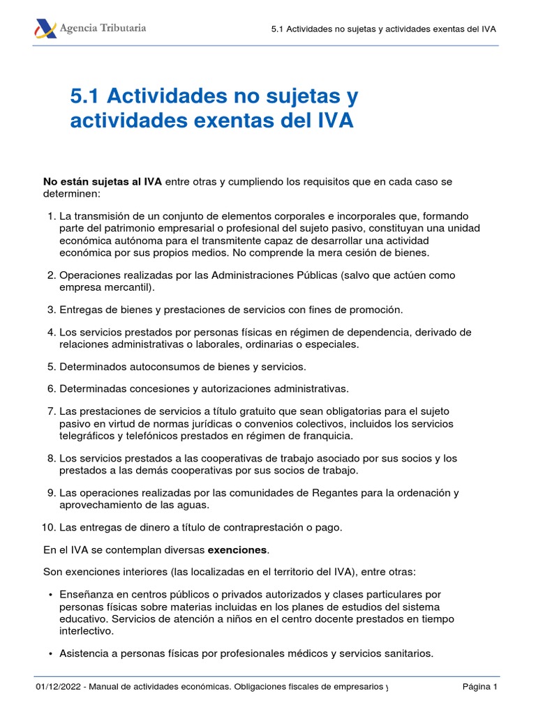 Actividades Exentas y No Sujetos al IVA | PDF | Cooperativa | Economias