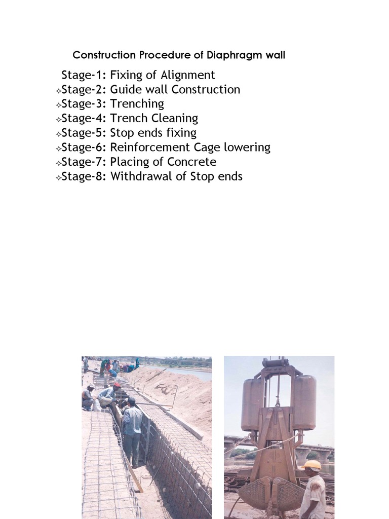 Diaphragm Wall Construction Steps | PDF | Home & Garden | Computers