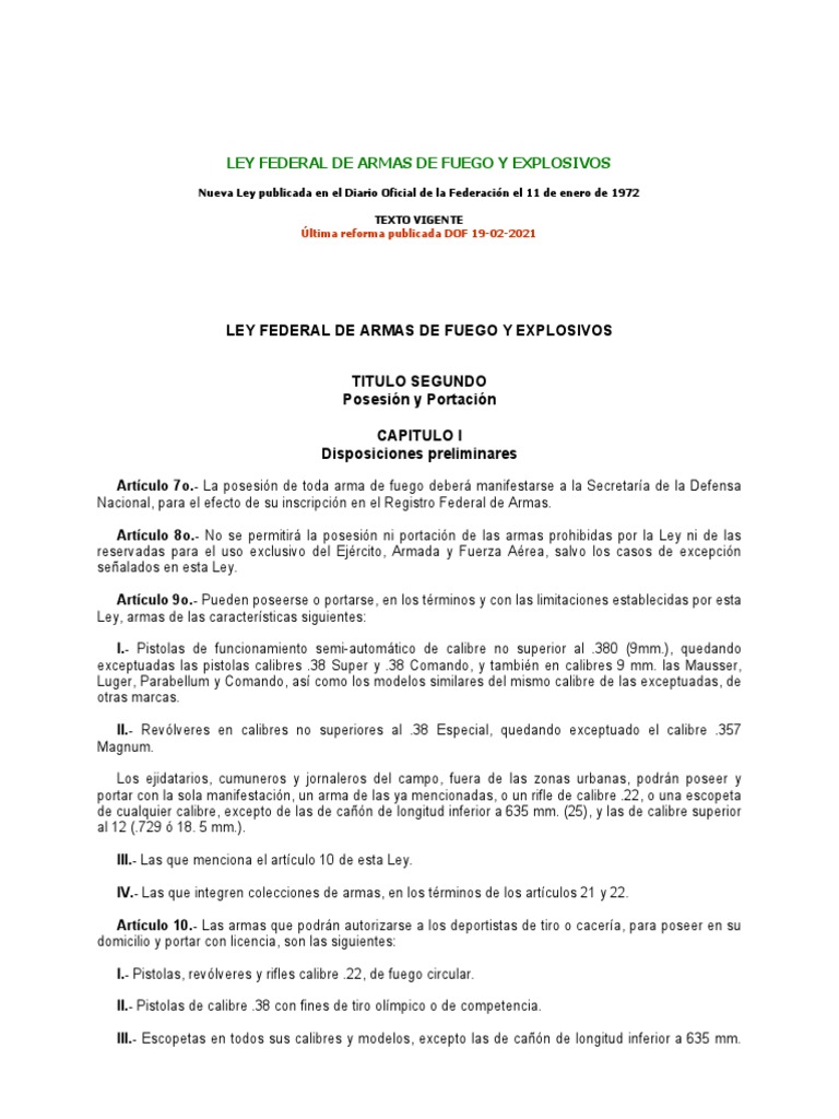 +006 Ley Federal de Armas 2021 PDF Derecho a mantener y portar
