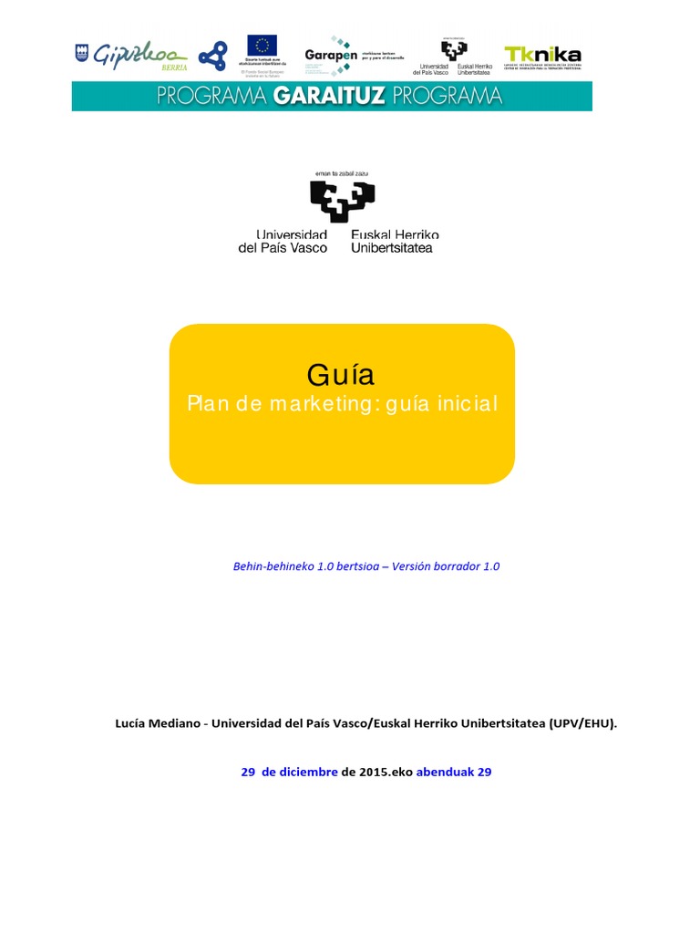 Guía para Elaborar un Plan de Marketing | PDF | Marketing | Producto ...