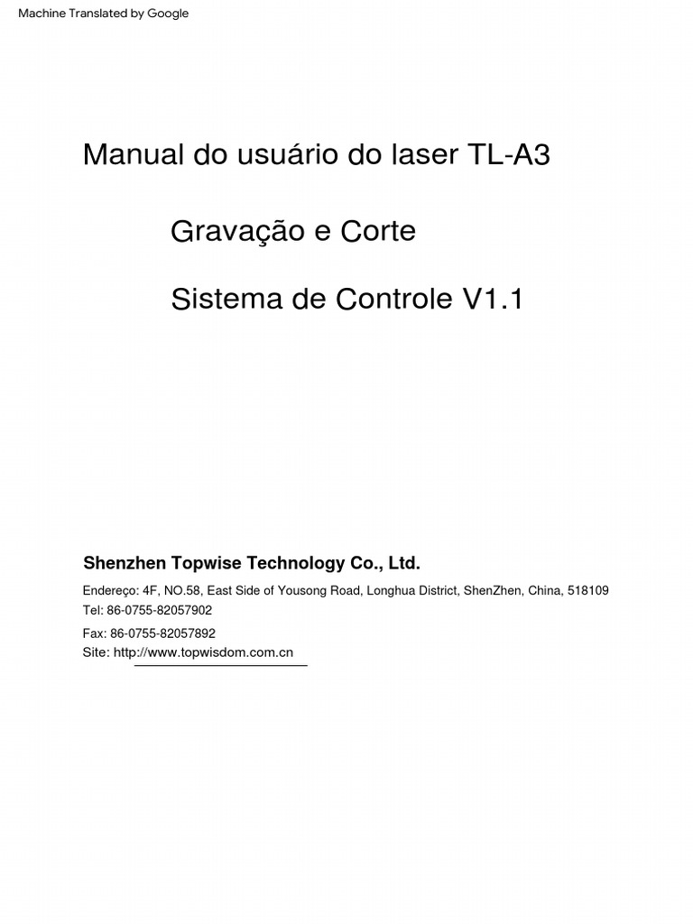 TL-A3 Laser Cutting Machine Manual | PDF
