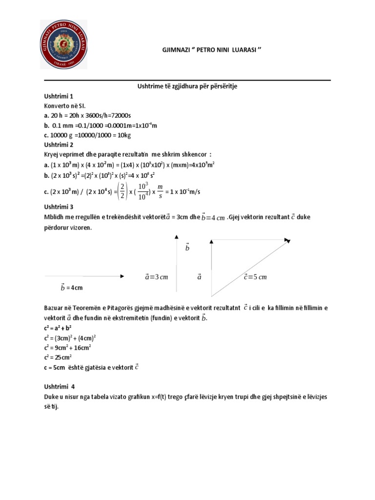 Ushtrime Te Zgjidhura Pdf