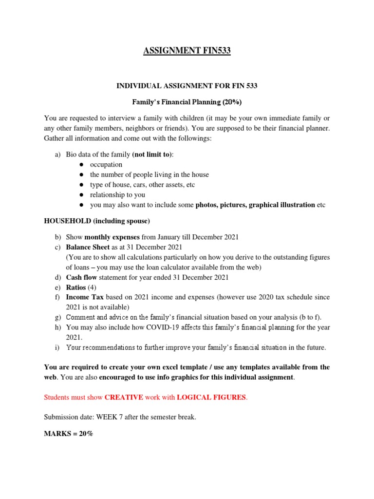 Assignment Fin533 Pdf Financial Plan Expense