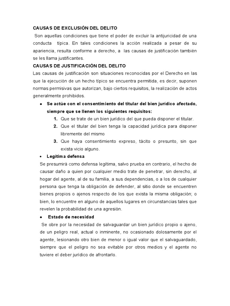 Causas de Exclusión Del Delito | PDF