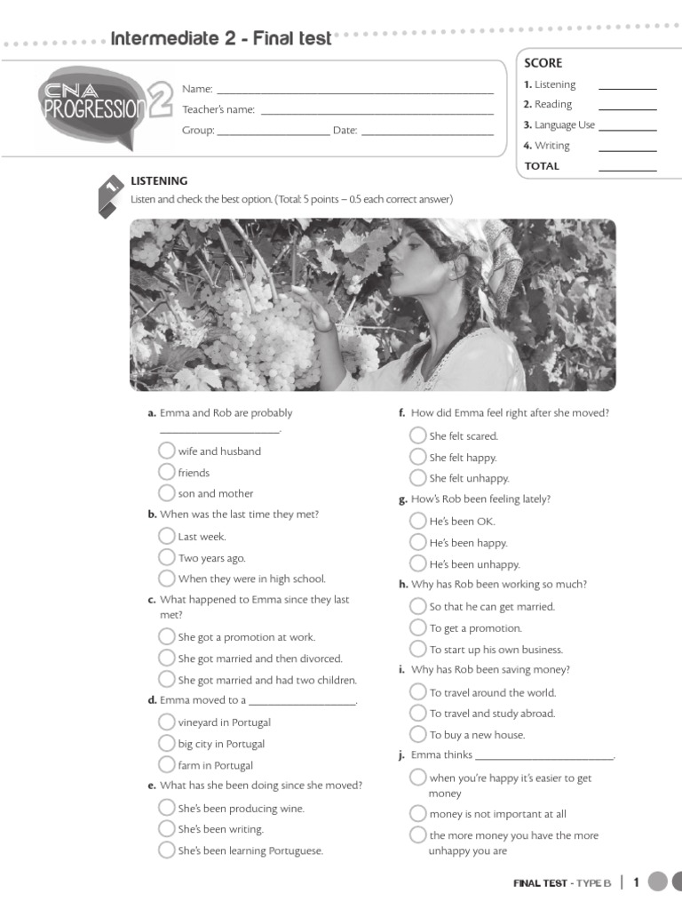 Intermediate 2 Final Test - Type B | PDF