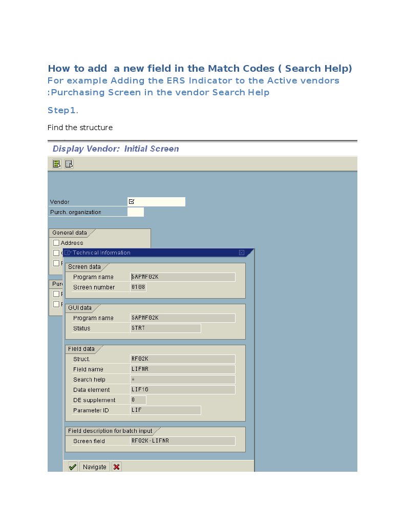Add Fields to Match Codes in SAP | PDF