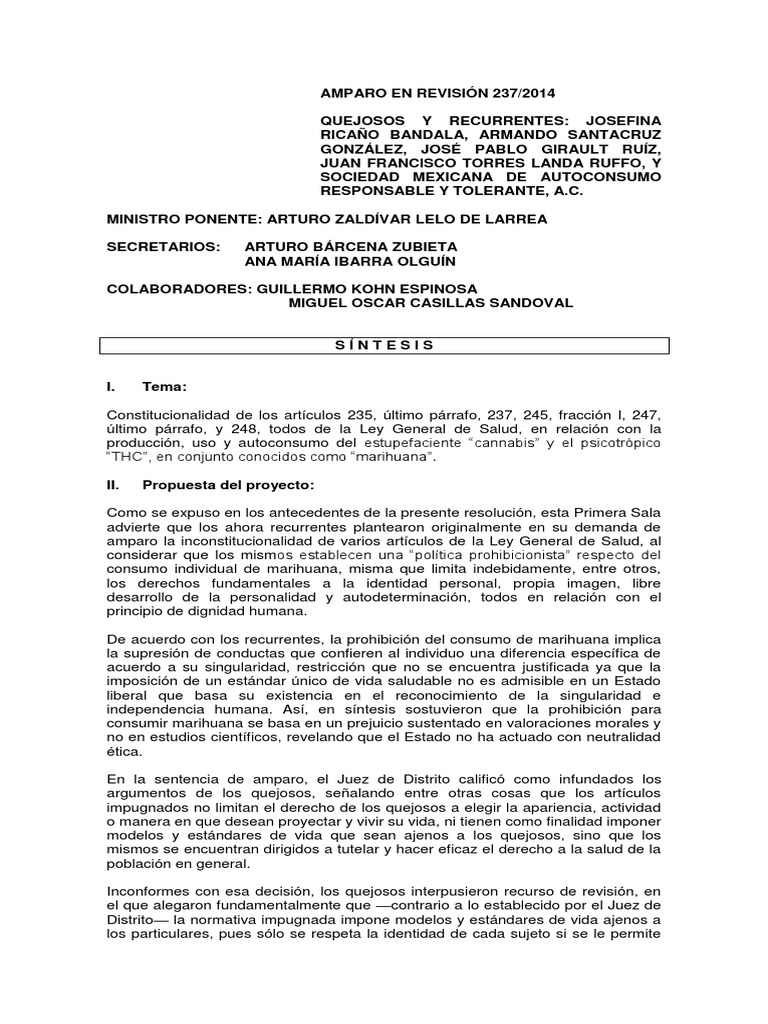 Sentencia A.R. 237-2014 PRIMERA SALA | PDF | Constitución | Libertad