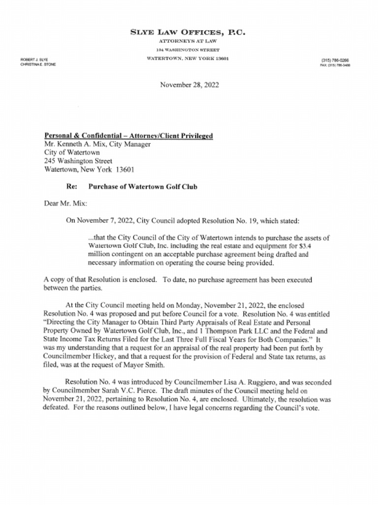 Golf Course Purchase Legal Opinion | PDF