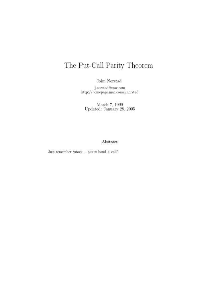 The Put-Call Parity Theorem | PDF
