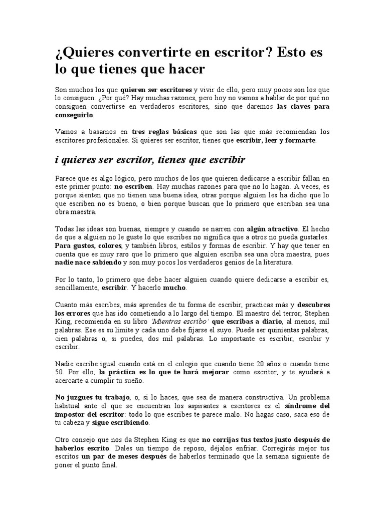 Claves para ser un buen escritor | PDF | Escritores | Narración