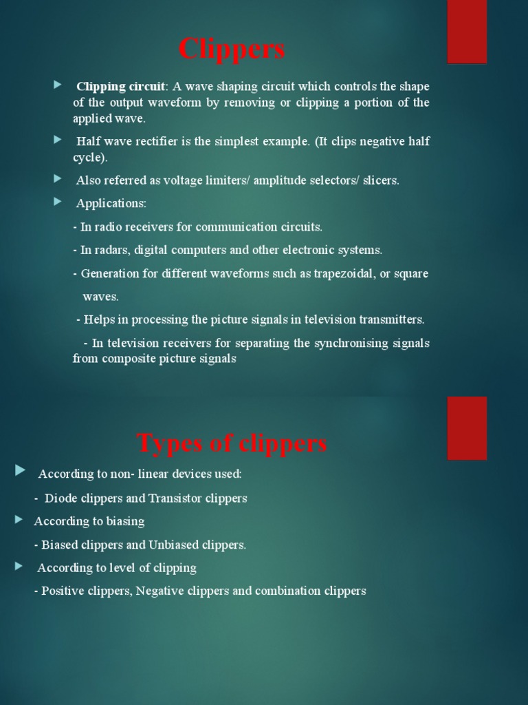 Clipper And Clamper Circuits Ppt 2 Download Free Pdf Electrical