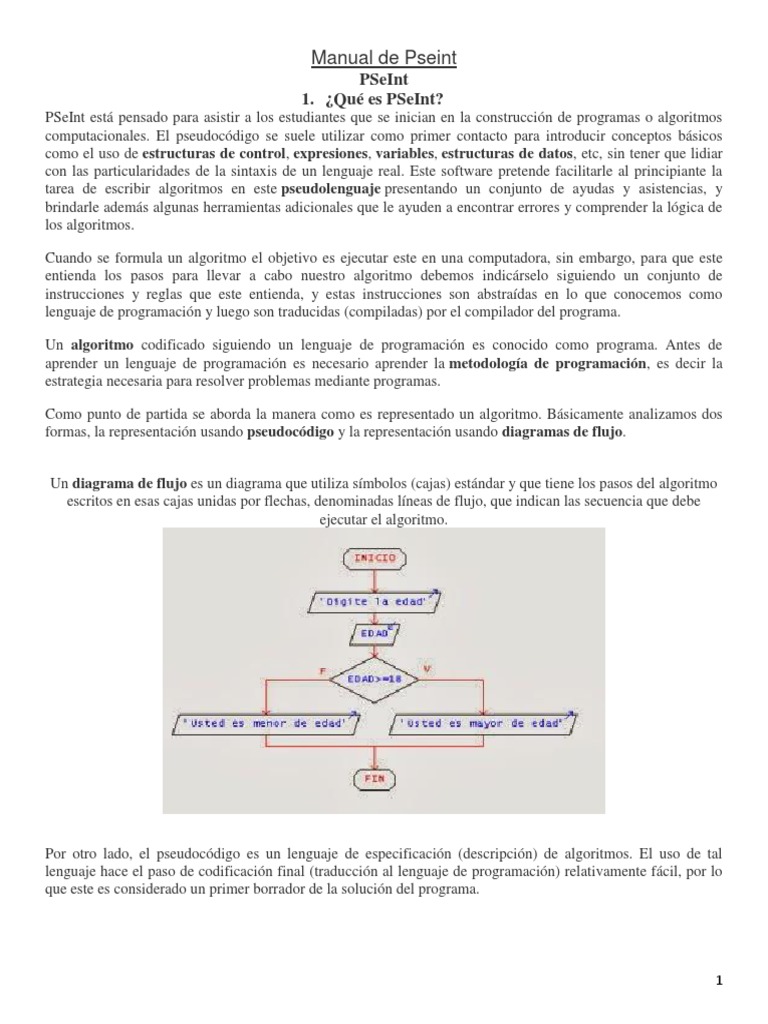 Introducción a PSeInt y Pseudocódigo | PDF | Algoritmos | Lenguaje de ...
