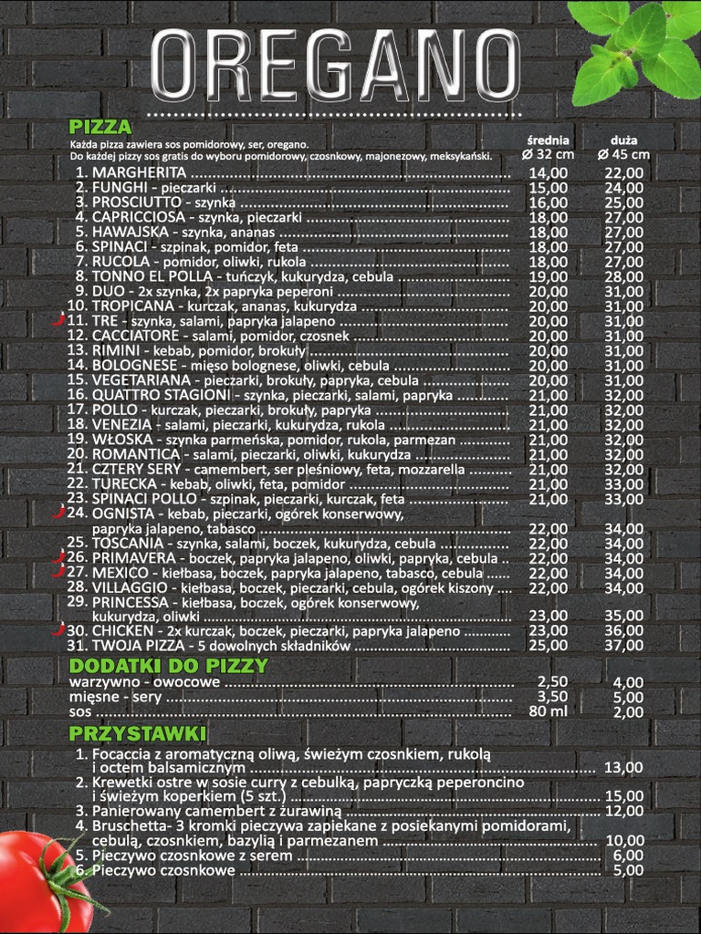 Bistro Oregano Menu Oregano Laminat PDF