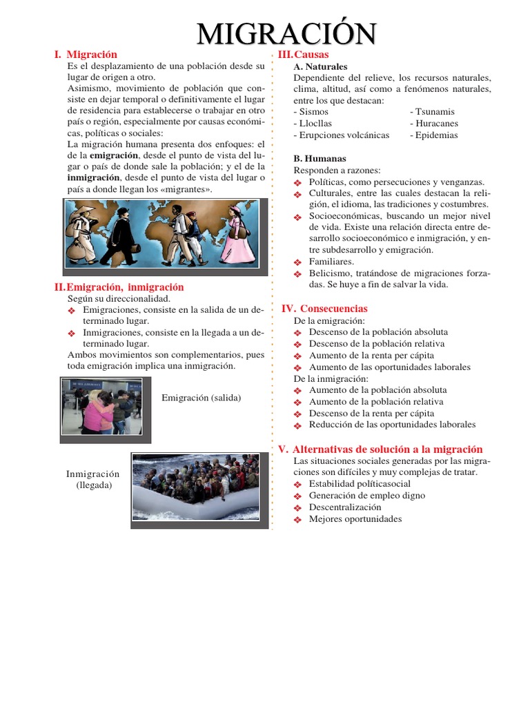 Conceptos y causas de la migración | PDF | Migración humana | Inmigración