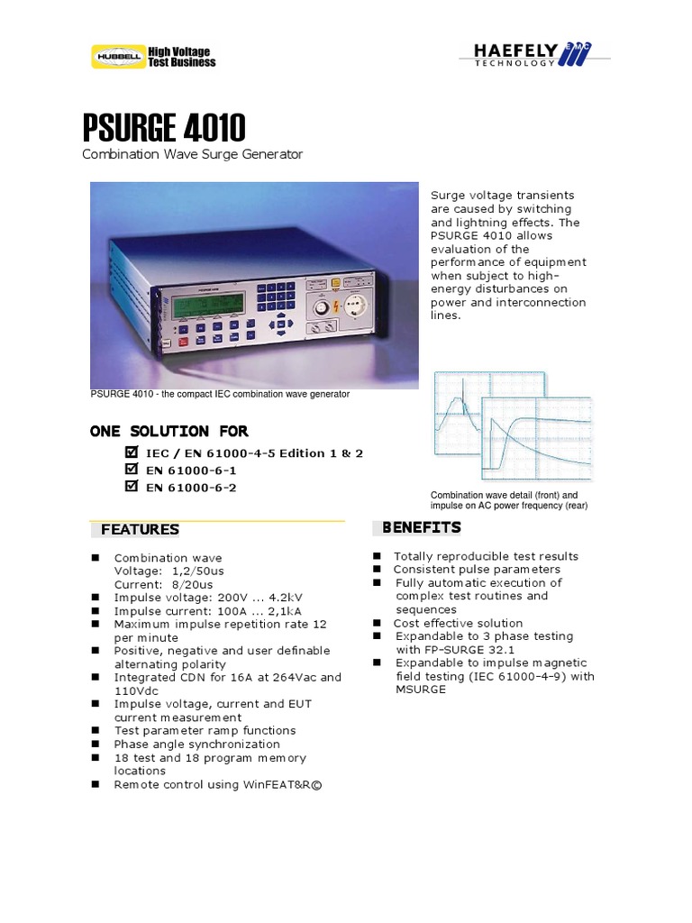 012 PSURGE4010 Combination Wave Surge Generator PDF Inductor