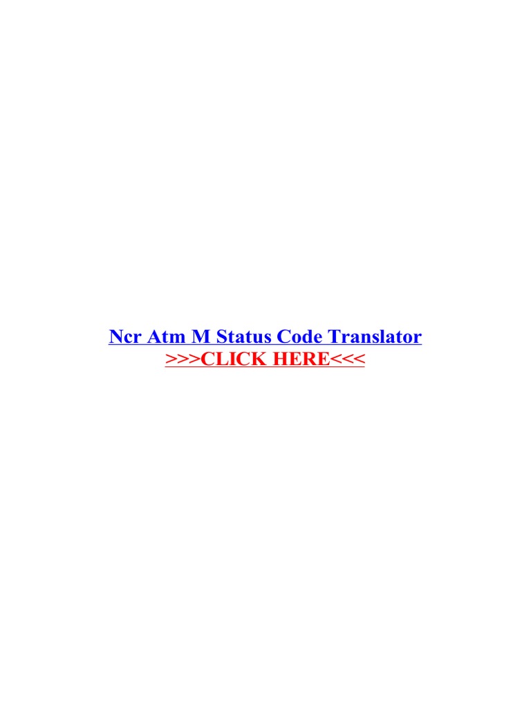 NCR Atm M Status Code Translator Atm M Status Code Translator Atm Error
