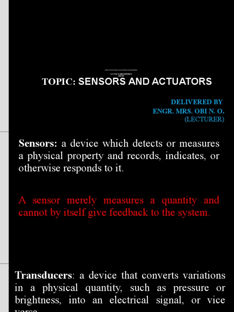 Presentation On Sensors and Actuators PDF Actuator Electric Motor