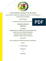 Trabajo grupal sobre economía de recursos naturales con estimación de excedente del consumidor usando método de coste de viaje