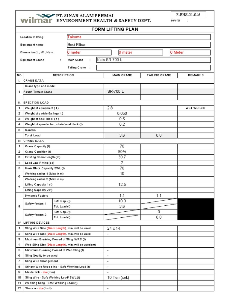 Lifting Plan for Kato SR-700 Crane | PDF | Crane (Machine) | Equipment