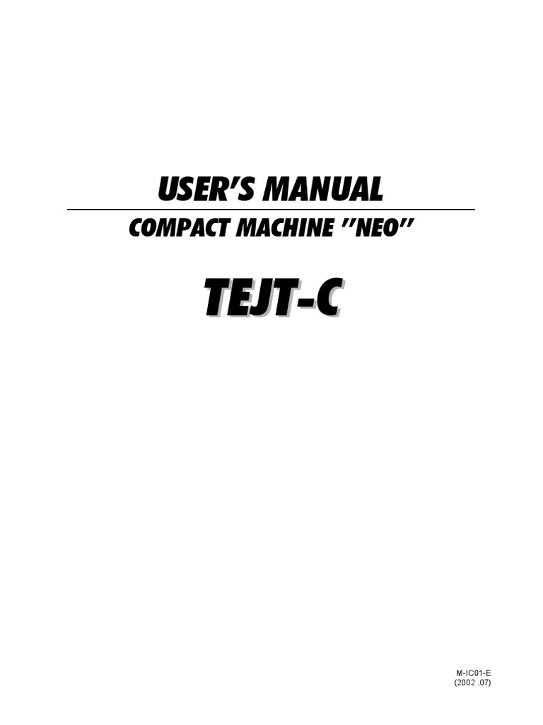 Tajima Neo TEJT-C User Manual | PDF | Floppy Disk | Electrical