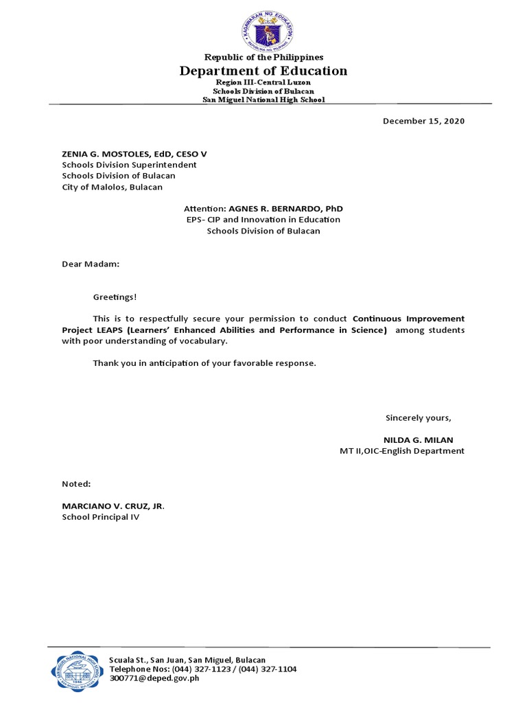 Sample Cip Letter of Intent | PDF