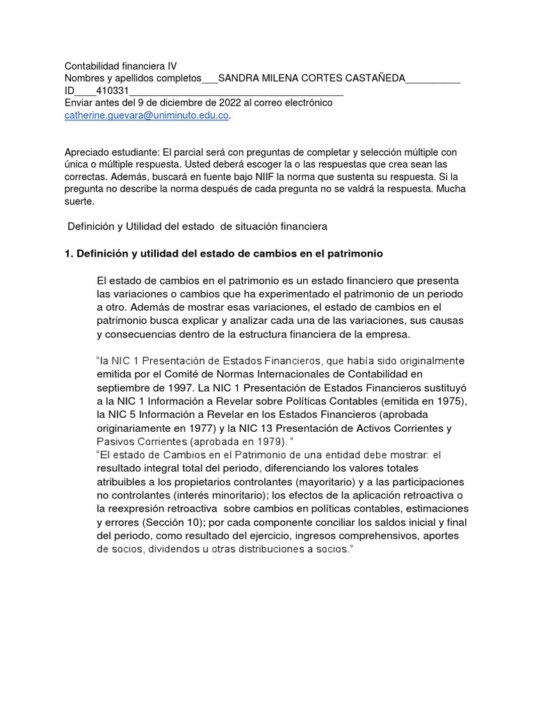 Evaluacion Contabilidad 4 | PDF | Contabilidad | Estado financiero