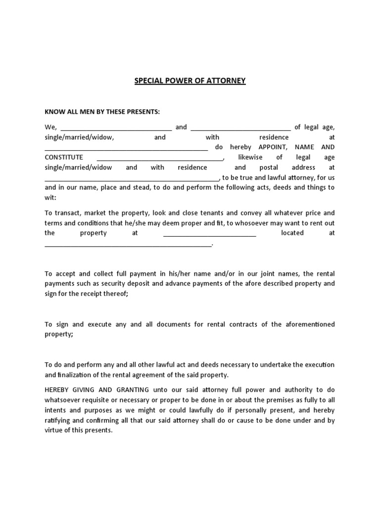 Special Power of Attorney | PDF | Notary Public | Deed