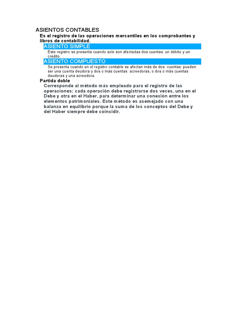 Tipos de Asientos Contables | PDF