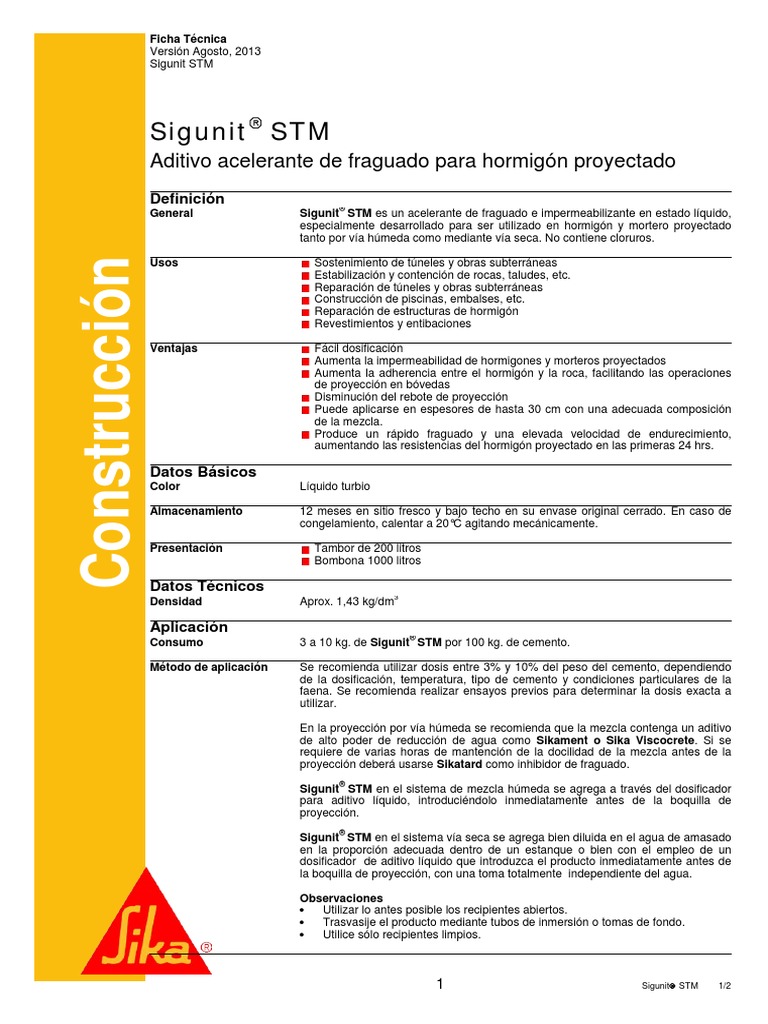 Sigunit STM | Descargar gratis PDF | Hormigón | Materiales