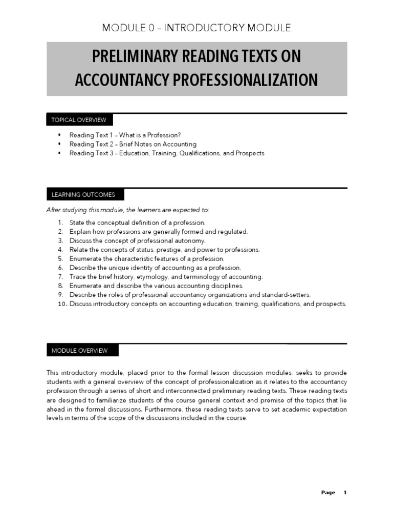 Module 0 preliminary reading texts pdf accounting profession