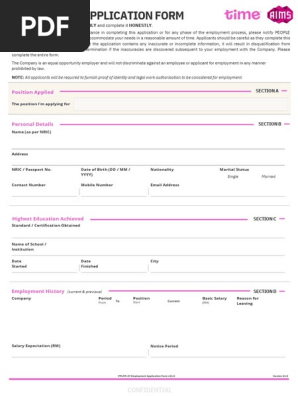 Employment Application Form