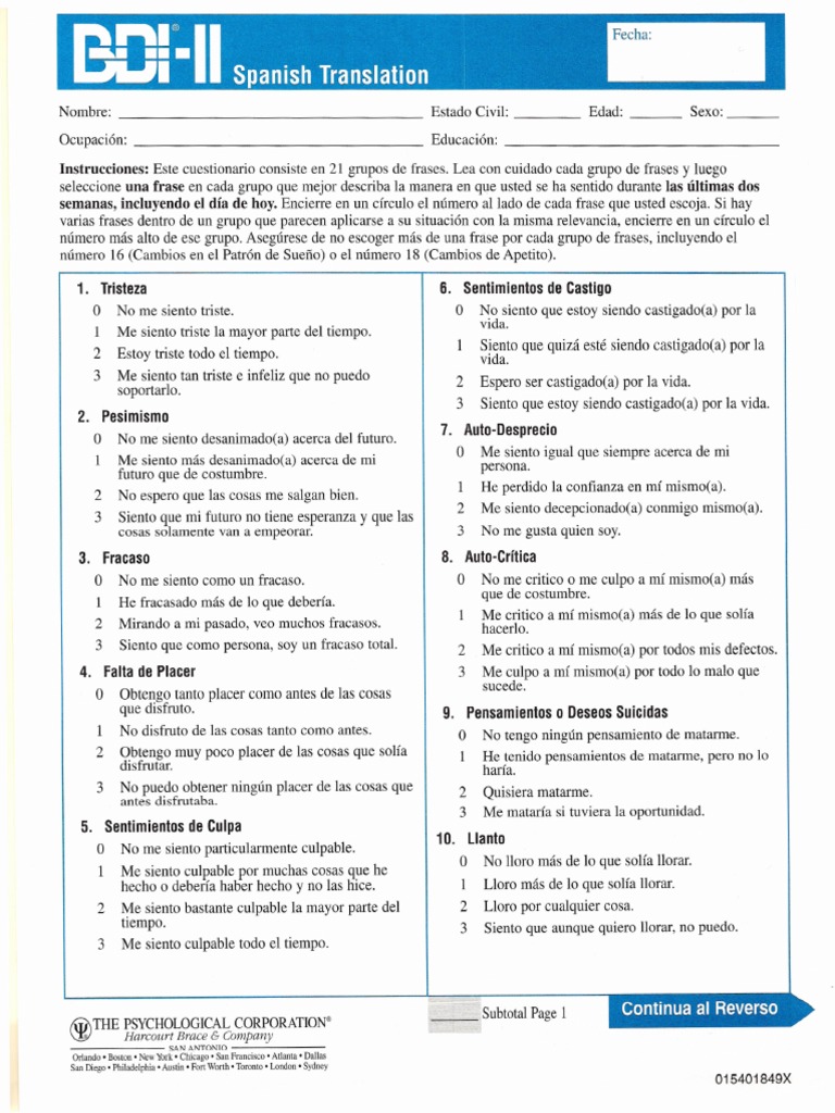 Beck depression inventory descargar gratis pdf determinantes de la