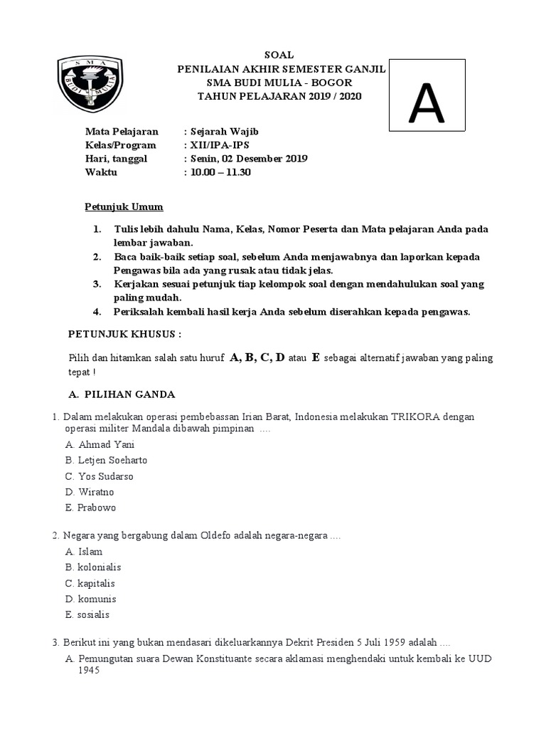 Menguasai Masa Lalu untuk Memahami Masa Depan: Contoh Soal UAS Sejarah Wajib Kelas 10 Semester 1