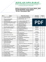 Daftar Peserta Pelatihan PJT Gakeslab Jawa Barat 16 SD 17 Desember 2022