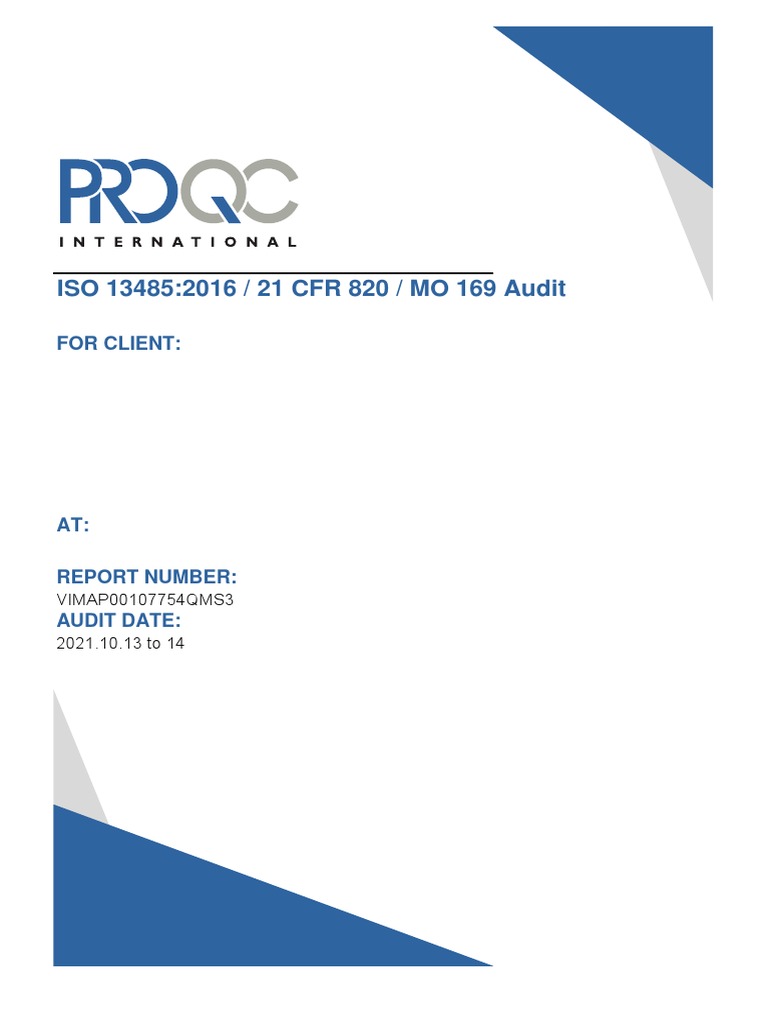 ISO 13485 Audit Report - VIMAP 2021 | PDF | Quality Management System ...