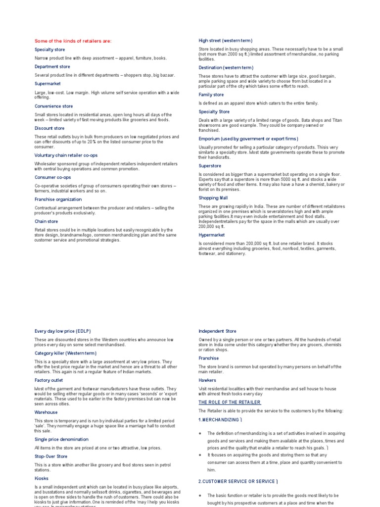 Types of Retailers in India and Their Role in Providing Customer
