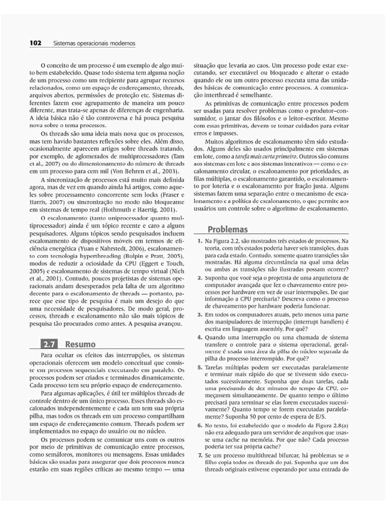 Sistemas Operacionais Modernos - 3a EdioEx Captulo 2-Processos | PDF