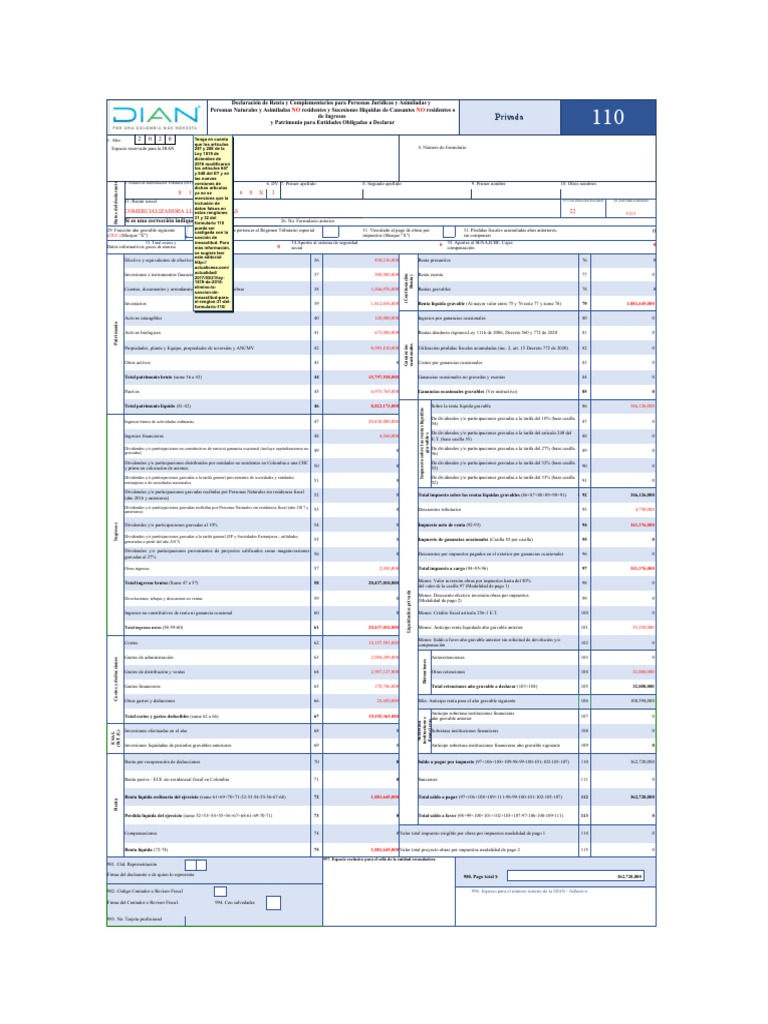 Formulario 210 Ano Gravable 2020
