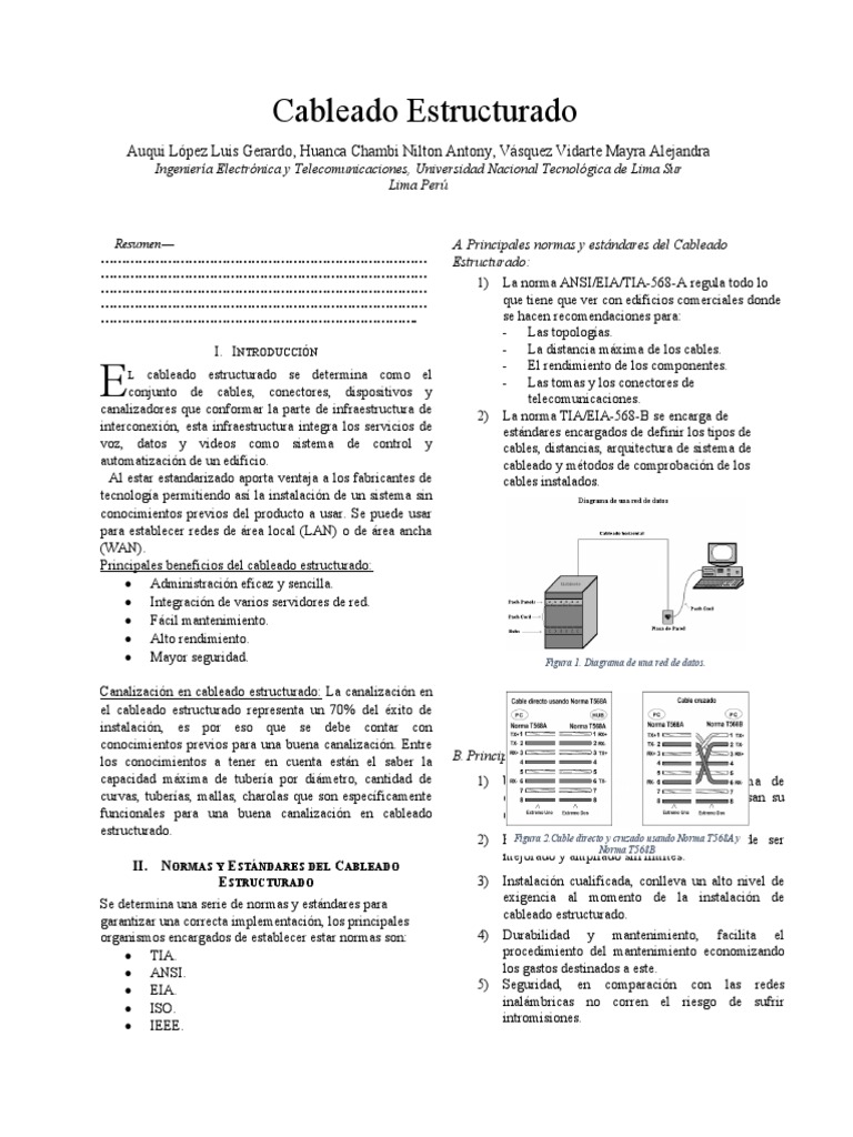 Cableado Estructurado - Paper | PDF | Redes de computadoras | Electricidad