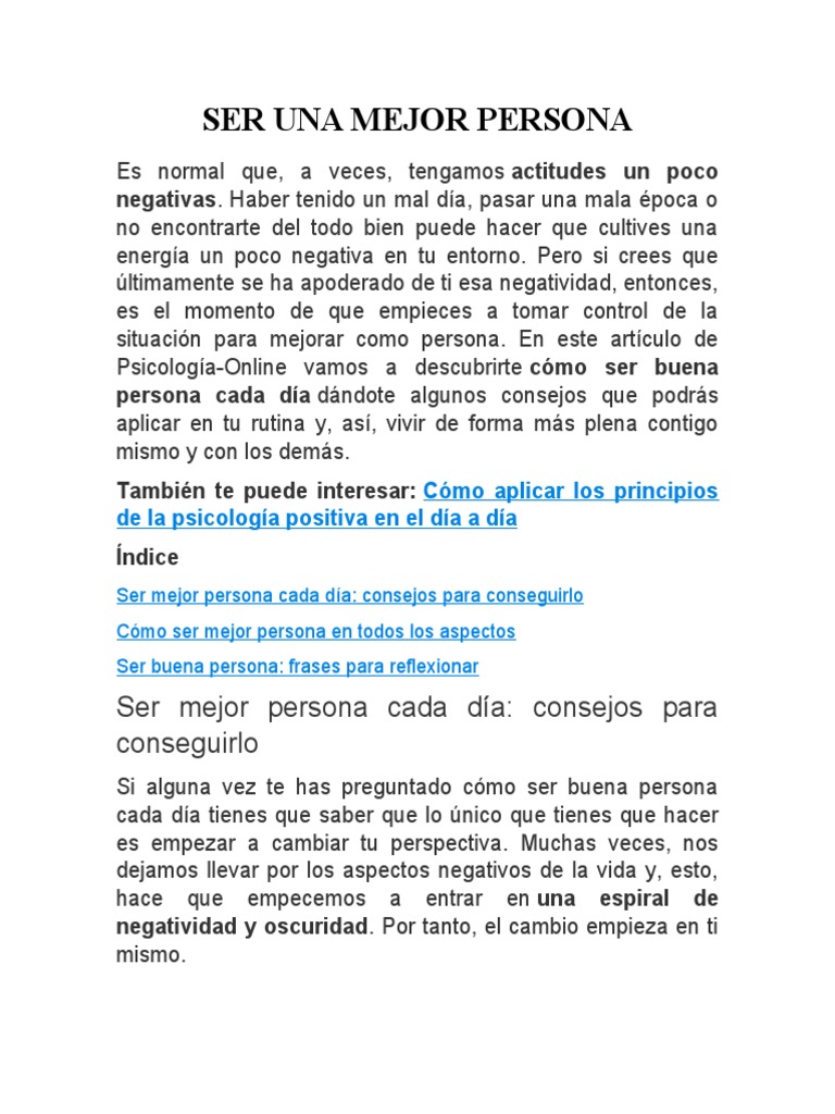 Como ser una mejor persona pdf felicidad estr s biolog a 