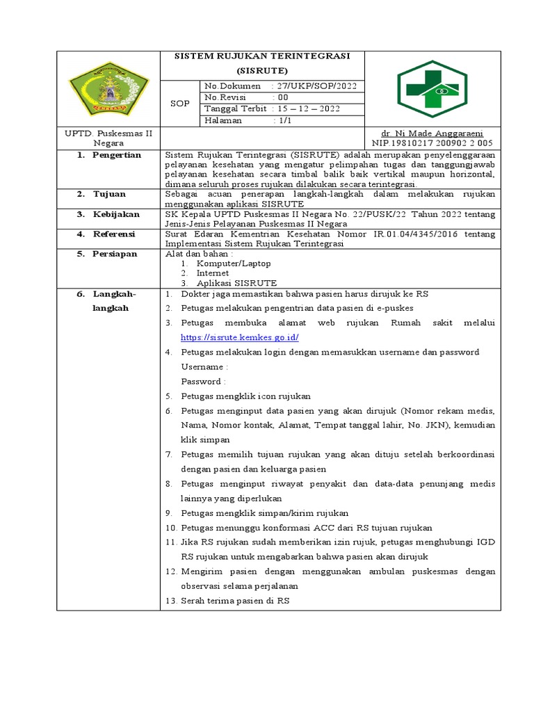 Sop Sisrute | PDF