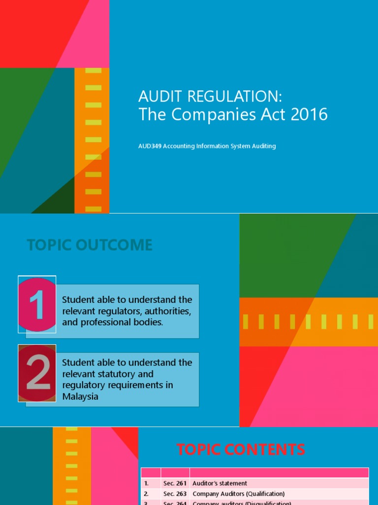 Topic 2 The Companies Act 2016 PDF Audit Financial Audit